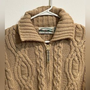 Aran Crafts Ireland Womens Sweater 100% Merino Wool Cable Knit Full Zip Size XS